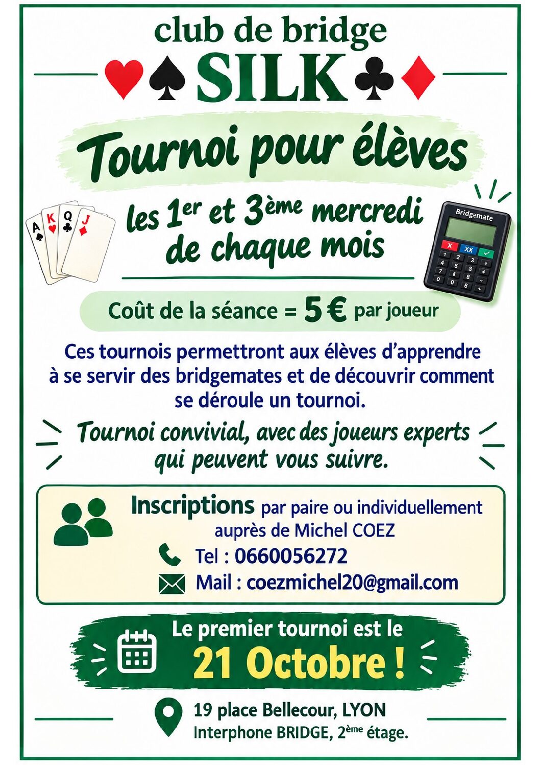 Tournoi pour élèves 1er et 3ème mercredi du mois